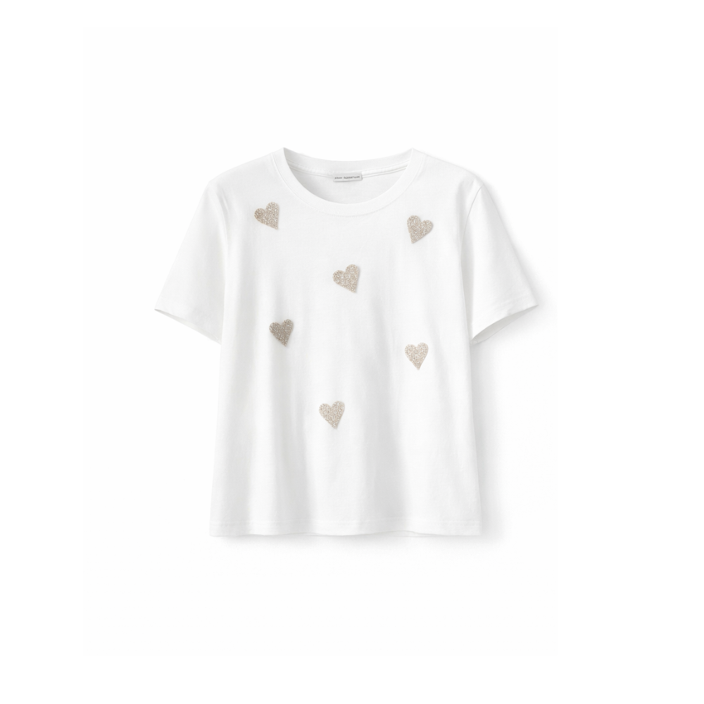 Camiseta corazones blanca